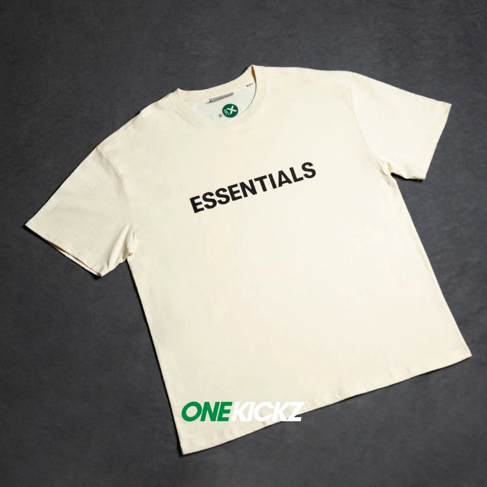 Fear of God Essentials Boxy T Shirt Applique Logo Buttercream