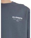 AllSaints Underground Crewneck Logo Sweatshirt With Back Print In Blue one-kickz