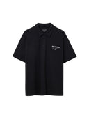 AllSaints Underground Logo Oversized Fit Polo Shirt Jet Black one-kickz