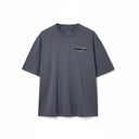 One Kickz Allsaints Redact oversized t-shirt in Parma Blue cotton with embroidered logo detail on chest.