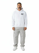 Amiri 22 Distressed Logo Hoodie White Black one-kickz