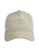 Amiri Arts District Trucker Hat in Stone Grey