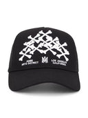 Amiri Black & White Stacked Bone Trucker Hat Black one-kickz