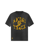 Amiri Track Yellow Logo Black Washed T-Shirt one-kickz