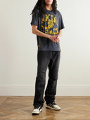 Amiri Track Yellow Logo Black Washed T-Shirt one-kickz