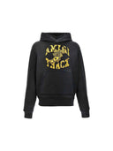 Amiri Track Yellow Logo Washed Black Hoodie one-kickz