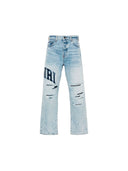 Amiri Varsity Logo Repair Mid-Rise Straight Leg Jean one-kickz
