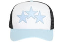 Amiri White & Light Blue 3 Star Trucker Hat one-kickz