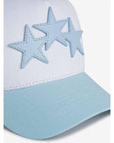 Amiri White & Light Blue 3 Star Trucker Hat one-kickz