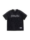 BAPE Camo Stripe Baseball Logo Relaxed Fit Tee Black one-kickz