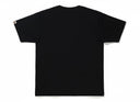 Camiseta deportiva negra BAPE Milo con estampado de ping pong y etiqueta de marca en la manga.