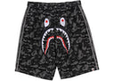 BAPE x adidas Camo Jacquard Shark Denim Shorts Black