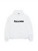 Balenciaga Caps Distressed Black Logo White Hoodie one-kickz