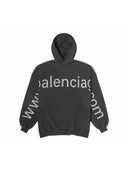 Balenciaga Dot Com Popover Hoodie In Washed Black/Grey one-kickz