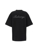 Balenciaga Handwritten Logo Rhinestones Black Tee one-kickz