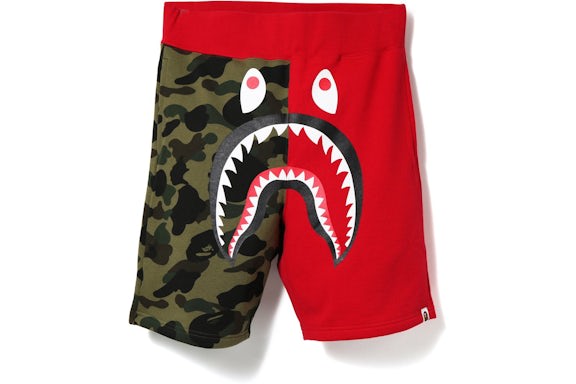 Bape A Bathing Ape Shark Short Red & Yellow Camo Sweatshort