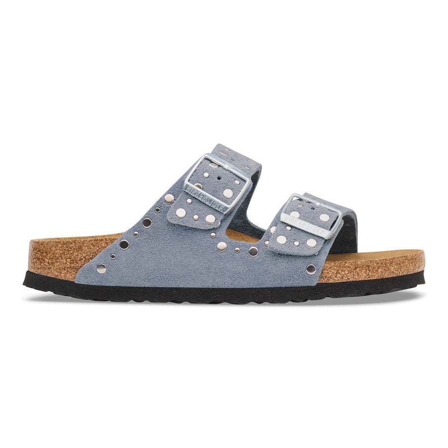 Birkenstock Arizona Rivet Suede Leather Stone Blue