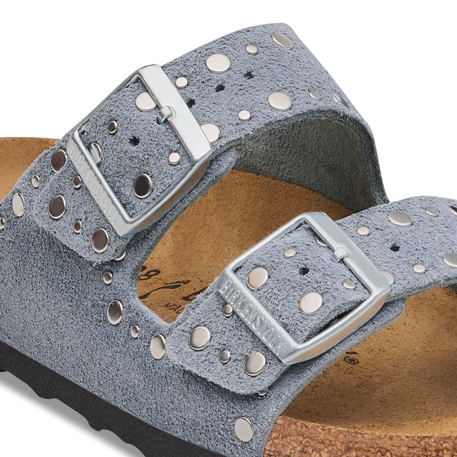 Birkenstock Arizona Rivet Suede Leather Stone Blue