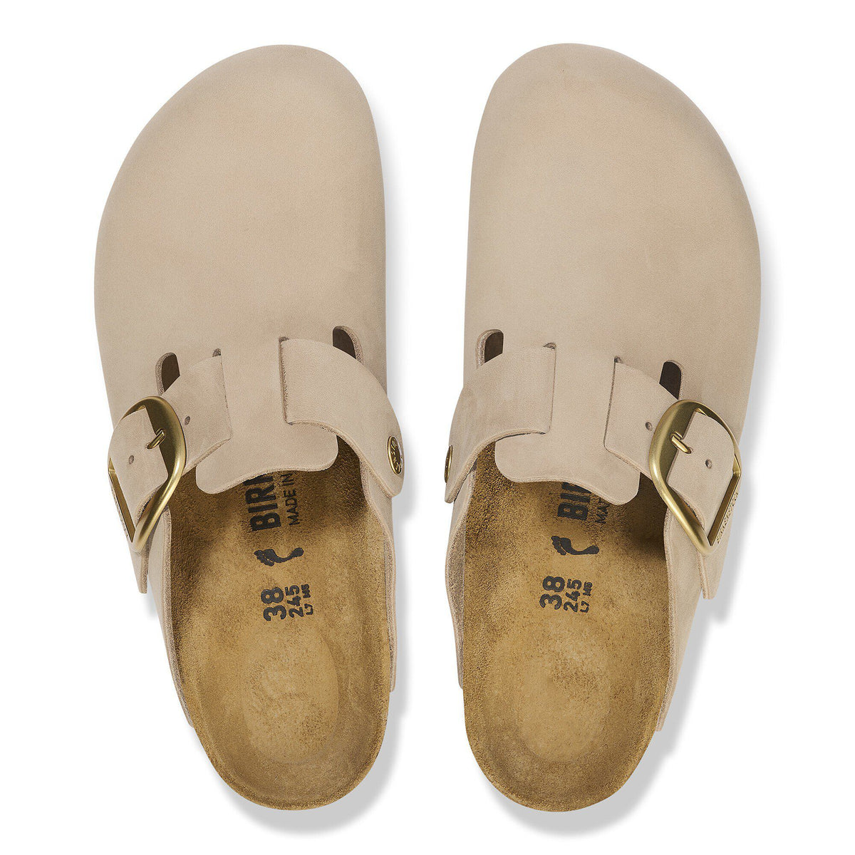 Birkenstock Boston Big Buckle Nubuck Leather Sandcastle