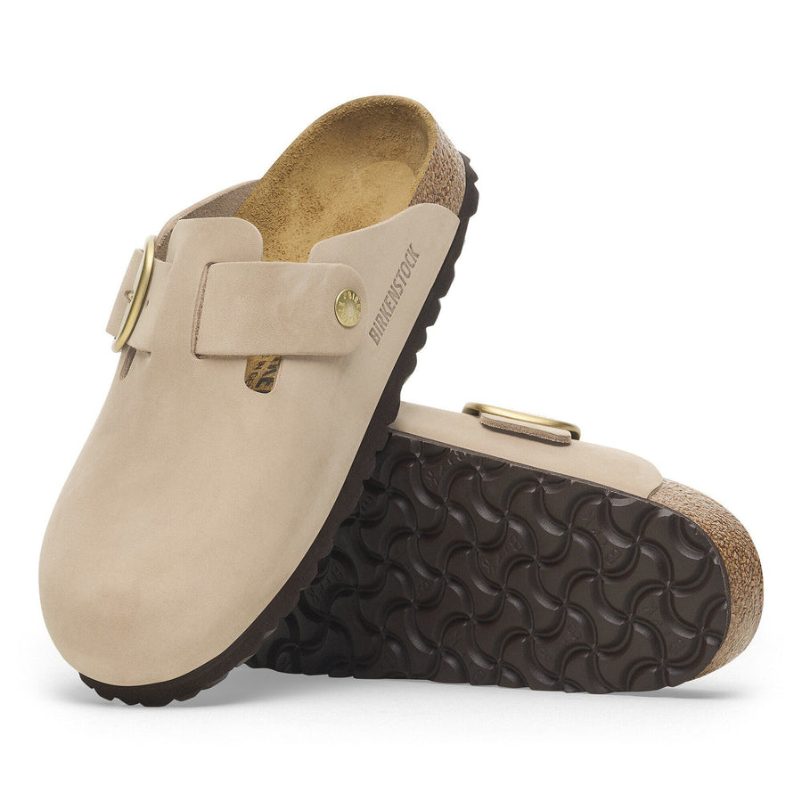 Birkenstock Boston Big Buckle Nubuck Leather Sandcastle