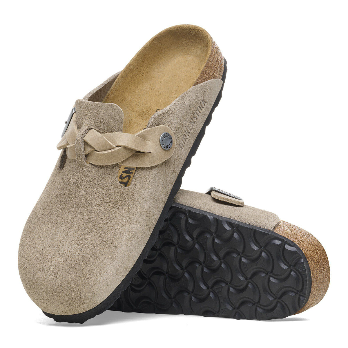 Birkenstock Boston Braided Suede Leather Taupe
