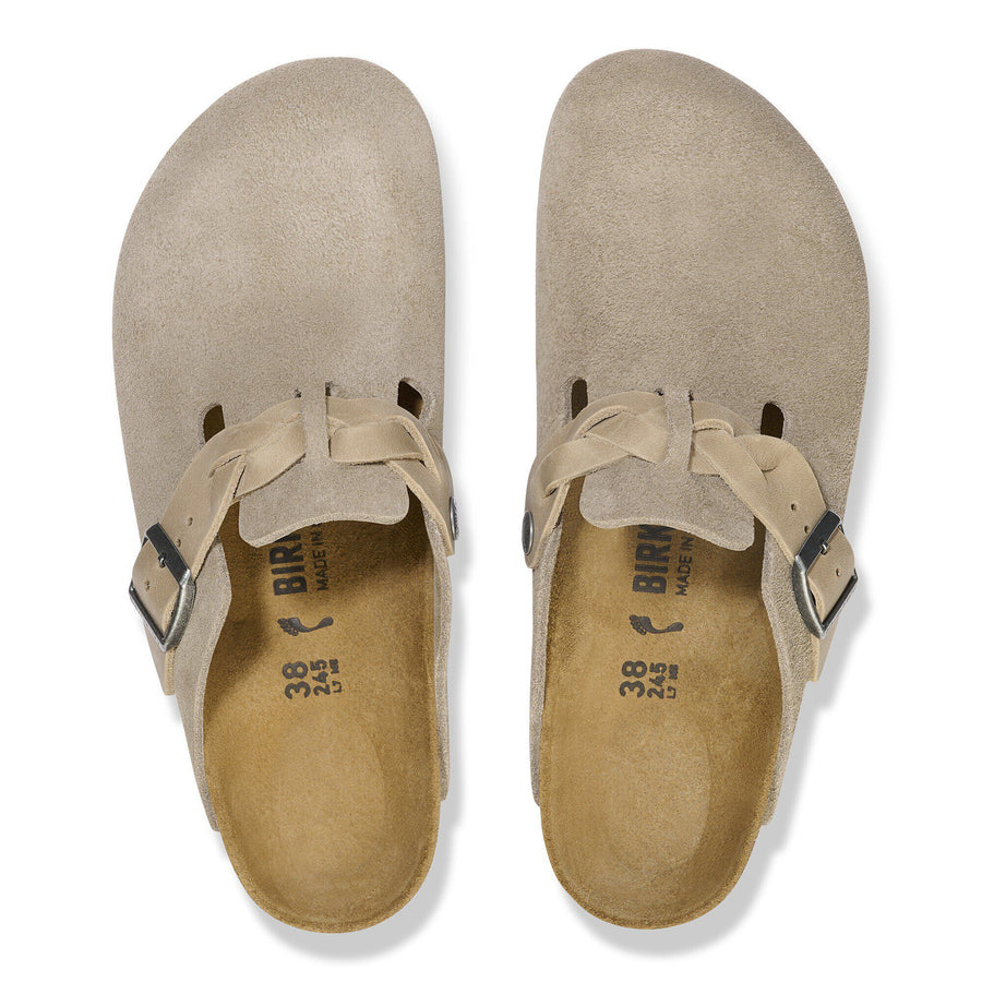 Birkenstock Boston Braided Suede Leather Taupe