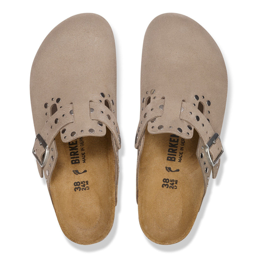 Birkenstock Boston Rivet Suede Leather Taupe