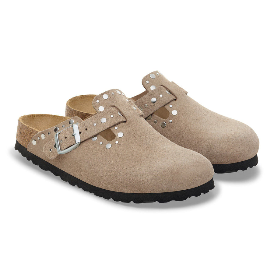 Birkenstock Boston Rivet Suede Leather Taupe