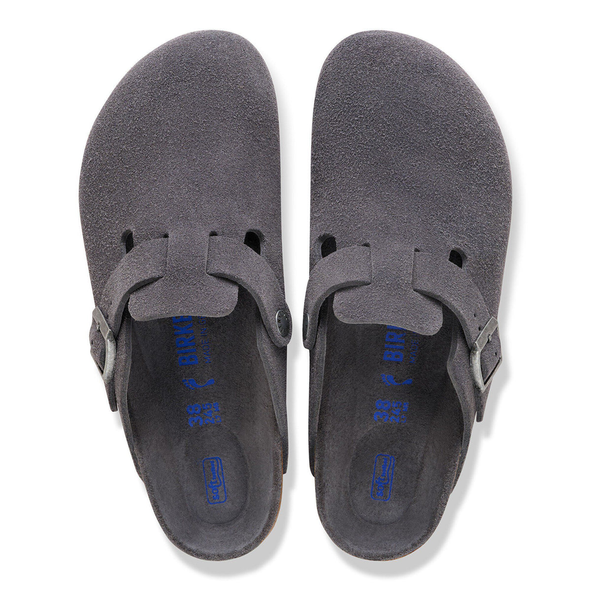 Birkenstock Boston Soft Footbed Suede Leather Charcoal