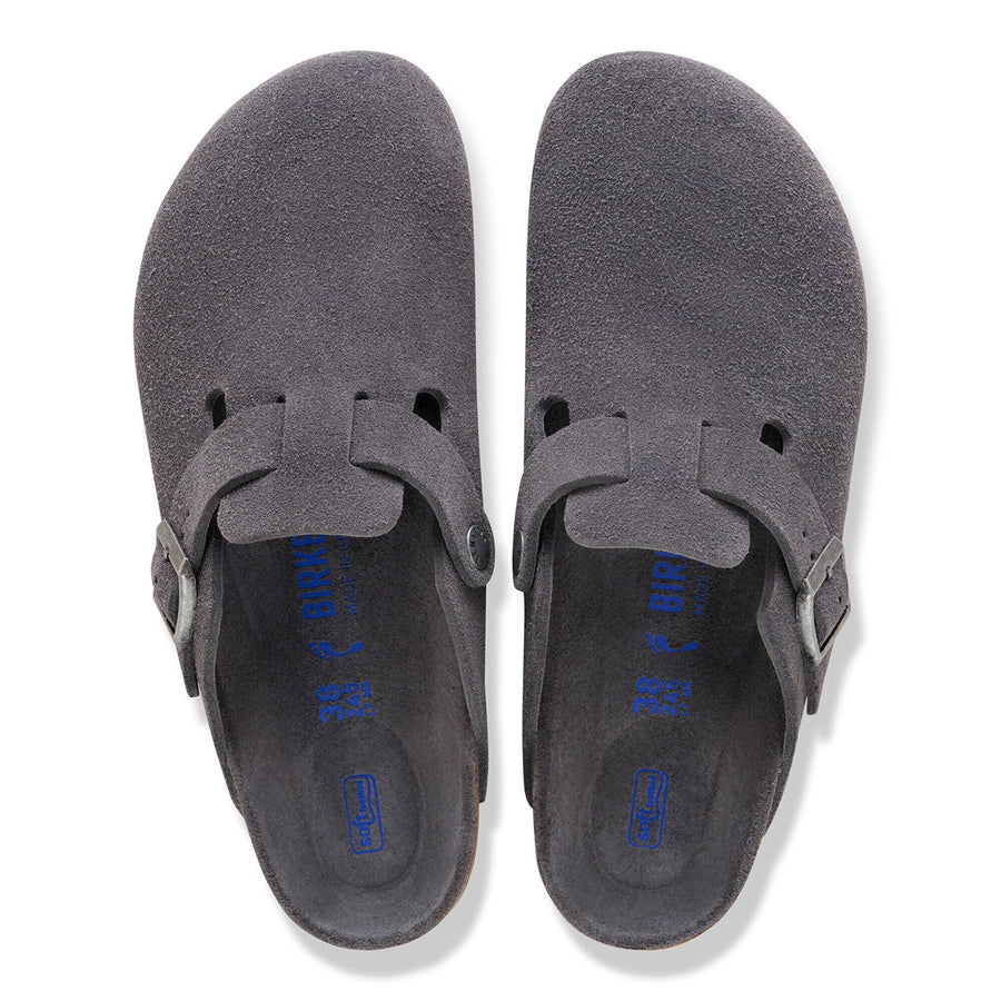 Birkenstock Boston Soft Footbed Suede Leather Charcoal