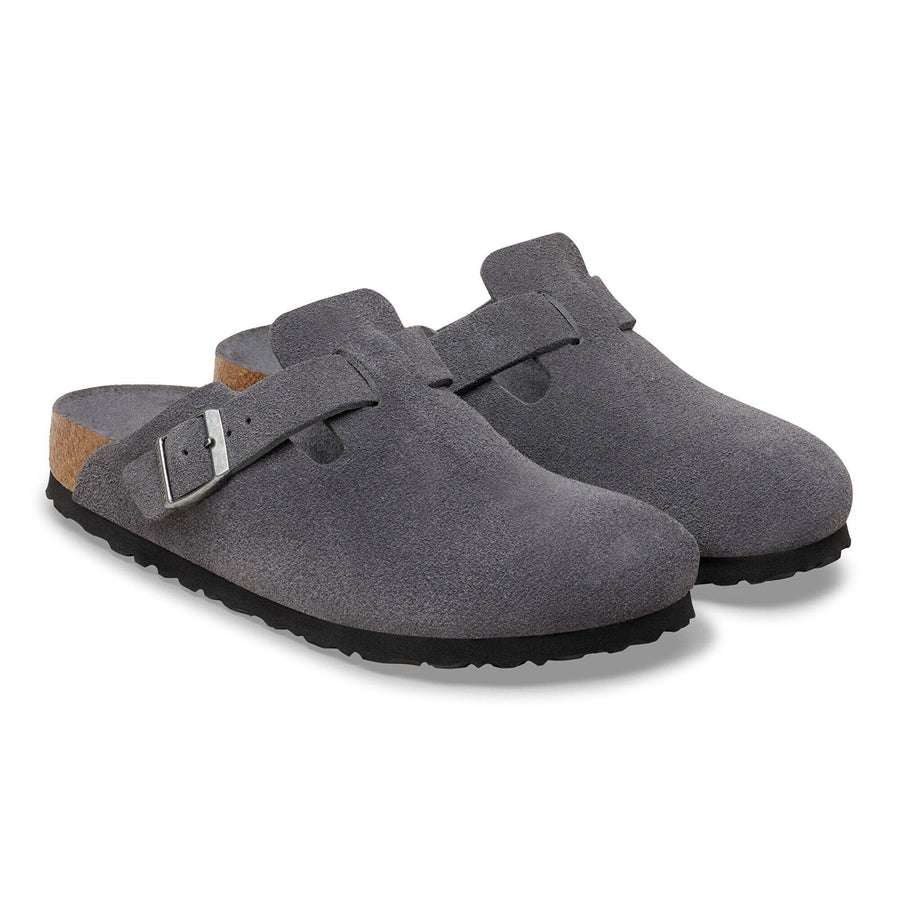 Birkenstock Boston Soft Footbed Suede Leather Charcoal