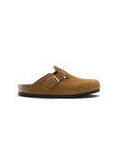 Birkenstock Boston Velour Leather Soft Footbed Mink
