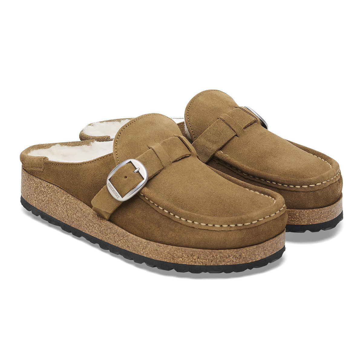 Birkenstock Buckley Shearling Suede Leather Dark Tea
