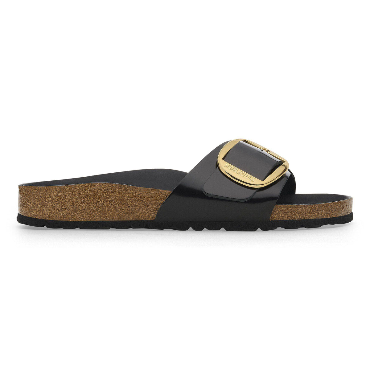 Birkenstock Madrid Big Buckle Natural Leather Patent High Shine Black