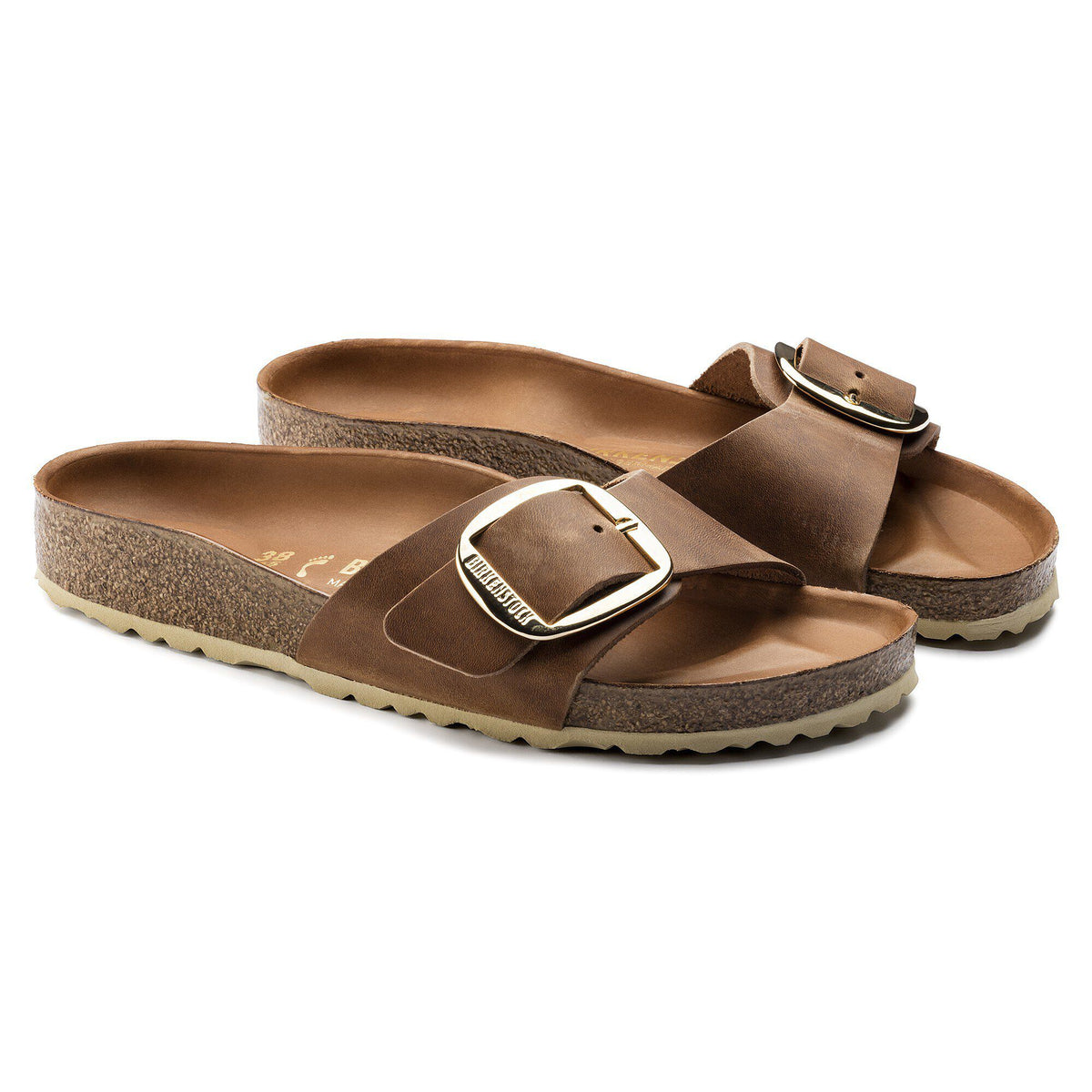 Birkenstock Madrid Big Buckle Natural Leather Oiled Cognac