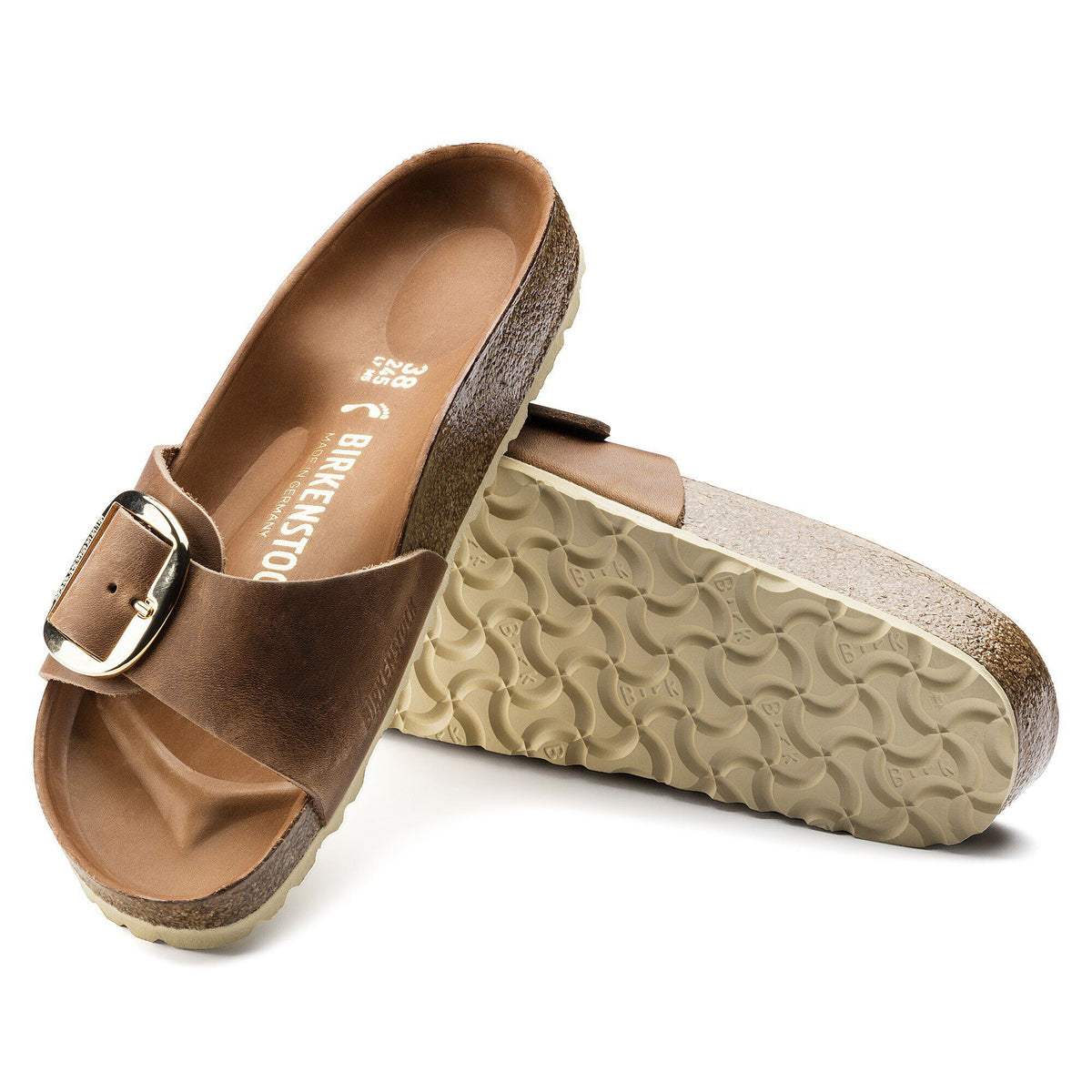 Birkenstock Madrid Big Buckle Natural Leather Oiled Cognac