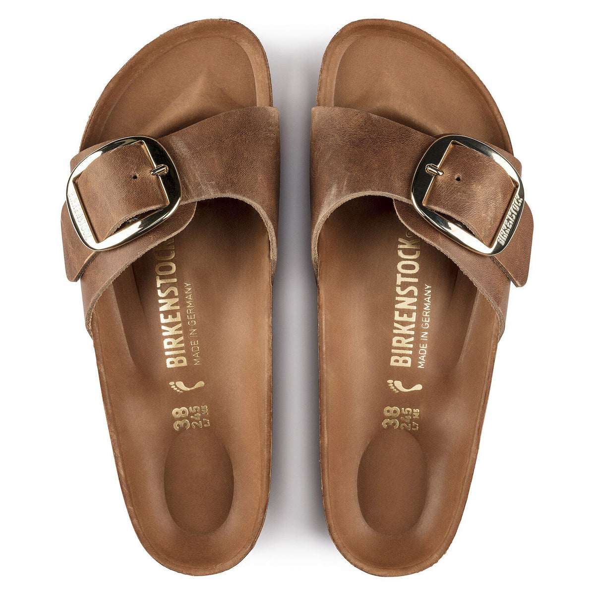 Birkenstock Madrid Big Buckle Natural Leather Oiled Cognac