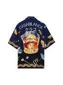 Casablanca Club Sunset Short Sleeve Silk Shirt Blue/Multi one-kickz