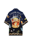 Casablanca Club Sunset Short Sleeve Silk Shirt Blue/Multi one-kickz