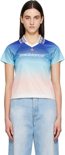 Casablanca Jacquard Monogram Football T-shirt blue Womens one-kickz