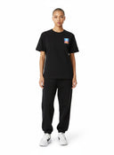 Camiseta negra de algodón de One Kickz con logo degradado de Casablanca en el pecho. Manga corta, cuello redondo.