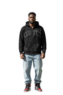 Corteiz 3M College Knit Zip Hoodie Black