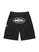 Corteiz Alcatraz Cargo Shorts Black one-kickz