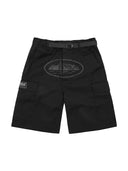 Corteiz Alcatraz Cargo Shorts Triple Black one-kickz
