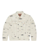 Corteiz Alcatraz Pattern Denim Jacket White one-kickz