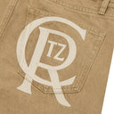 Corteiz Crest Chainstitch Baggy Jeans Tan one-kickz