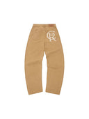 Corteiz Crest Chainstitch Baggy Jeans Tan one-kickz