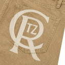 Corteiz Crest Chainstitch Baggy Jeans Tan one-kickz