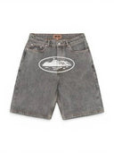Corteiz Island Baggy Denim Short Light Grey