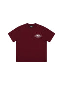 Corteiz Island Puff Print Burgundy tee one-kickz